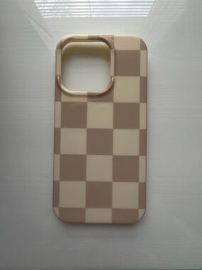 iPhone 15 Pro Max Casely Neutral Checkerboard Phone Case